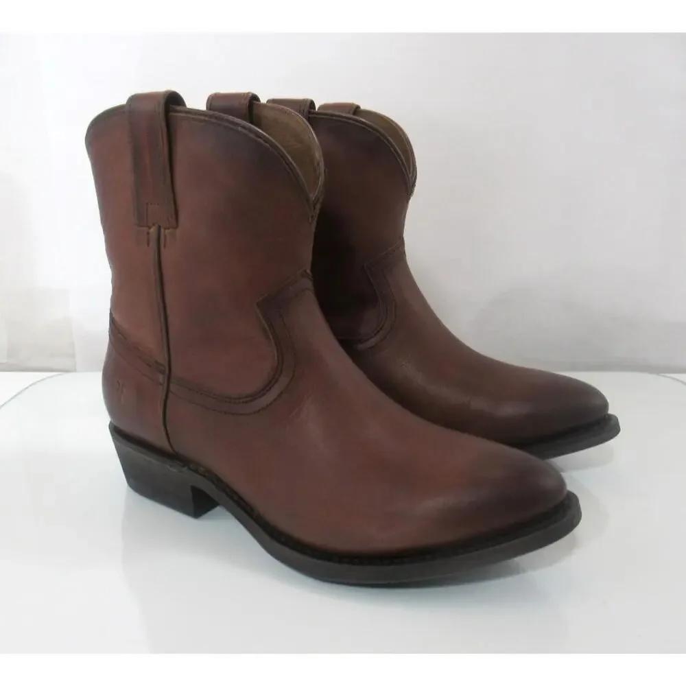Women's Frye Billy Short Western Booties Pull On Ankle Boots Redwood Size 7.5